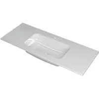 Ink Faktor Wastafel Polystone Midden met 1 Kraangat - 1200x450x15 mm - Glans Wit