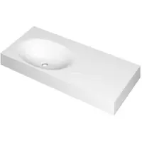 Ink Smooth Wastafel Polystone Links Zonder Kraangat - 1000x450x90 mm - Mat Wit