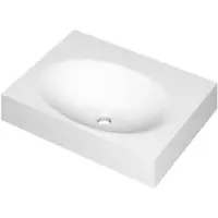 Ink Smooth Wastafel Polystone Centraal Zonder Kraangat - 600x450x90 mm - Mat Wit