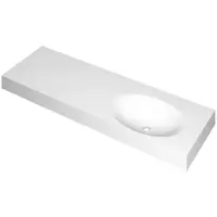 Ink Smooth Wastafel Polystone Rechts Zonder Kraangat - 1400x450x90 mm - Mat Wit