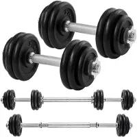Songmics - Dumbells - Dumbells Set - Verstelbare Halterset van Gietijzer - 2 x 15 kg - Met Verbindingsstang