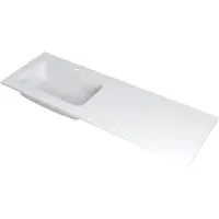 Ink Faktor Wastafel Polystone Links met 1 Kraangat - 1400x450x15 mm - Mat Wit