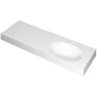 Ink Smooth Wastafel Polystone Rechts met 1 Kraangat - 1400x450x90 mm - Glans Wit