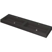 Ink Momento Wastafel Quartz Dubbel met 2 Kraangaten - 1600x450x90 mm - Quartz Zwart