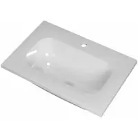 Ink Reflekt Wastafel Polystone Centraal met 1 Kraangat - 600x400x15 mm - Glans Wit
