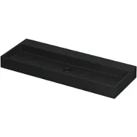 Ink United Wastafel Porselein Zonder Kraangat incl. Porseleinen Click Plug en Verborgen Overloop Systeem - 1200x450x110 mm - Mat Zwart