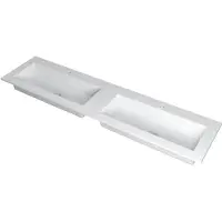 Ink Kraft Wastafel Dubbele Bak met 2 Kraangaten - 1800x450x10 mm - Mat Wit