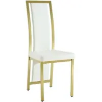STILVORA Eetkamerstoel 109 Cm – Set Van 2 – Comfortabele Hoge Rugleuning Met 6 Cm Vulling – Voor Eetkamer En Kantoor – Metaal En PU Leer – Wit Goud