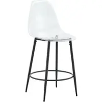 STILVORA Barkrukken 66 cm - Set van 2 met Transparante Zitting en Rugleuning - Voor Keuken en Bar - Metaal Kunststof - Zwart
