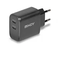 Lindy 73438 65W USB 2 x Type C GaN Charger mit EU-Stecker