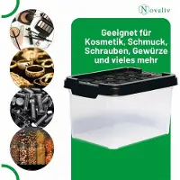 Novaliv 3x Opbergdozen met deksel Klein 2 L Antraciet Nestbaar Stapelbaar Kunststof dozen met clipsluiting Kunststof BPA-vrij 19 x 14 x 11 cm