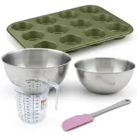 Zenker Bakkersset met bakvorm voor 12 muffins met carnaubawaslaag, 2 mengkommen, maatbeker en spatel