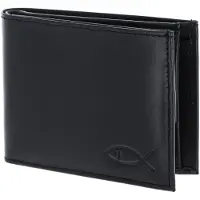 OXMOX Leren portemonnee Leather RFID Protect Pocketbörse Freedom Fish Embossed Black zwart