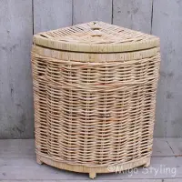 Migo Styling Hoekwasmand - Met deksel - 40x40xH65 - Riet - Rotan - Naturel
