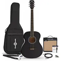Gear4Music Elektro-akoestische Studiegitaar (LH) + 15 W Versterkerpakket Zwart