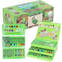 Minecraft -ontwerpset voor kinderen – Creatieve set met stiften, verf en een aquarelverfset