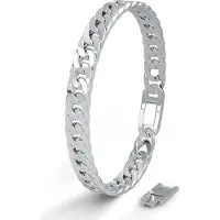 SERASAR | Premium roestvrijstalen armband voor heren [Cubaans] | 316L chirurgisch staal | Waterdicht | Veilige sluiting | Zilver, 17 cm | Inclusief sieradendoosje