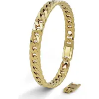 SERASAR | Premium roestvrijstalen armband voor heren [Cubaans] | 316L chirurgisch staal | Waterdicht | Veilige sluiting | Goudkleurig, 20 cm | Inclusief sieradendoosje