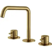 Hotbath Archie - Wastafelmengkraan - zonder Waste - Laag - Geborsteld Messing PVD - Opbouw - Messing - V04