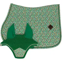 Kentucky Horsewear Horsewear - Zadeldoek velvet horse pied de poule lichtgroen colorfull jumping