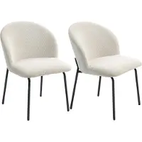 HOMCOM Eetkamerstoel - Corduroy (70% polyester, 30% acrylvezel) - 56x58x78cm - Wit