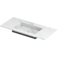 Ink Post Wastafel Keramische Slab Envelop Bak Midden met 1 Kraangat - 1000x450x10 mm - Calacatta Mat
