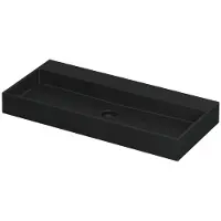 Ink United Wastafel Porselein Zonder Kraangat incl. Porseleinen Click Plug en Verborgen Overloop Systeem - 1000x450x110 mm - Mat Zwart