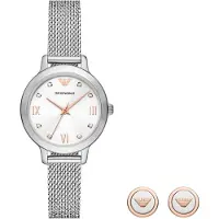 Giorgio Armani Cleo Dames Horloge Zilverkleurig AR80065SET