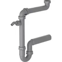 Kirchhoff ECO-SAVE Kunststof ruimtebesparende spoelbak buisvormige sifon, Grau, 1 1/2" H x 50 mm, met 3/4" apparaataansluiting - 98833649