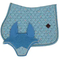 Kentucky Horsewear Horsewear - Zadeldoek velvet horse pied de poule navy colorfull pony