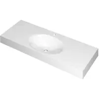 Ink Smooth Wastafel Polystone Midden met 1 Kraangat - 1200x450x90 mm - Glans Wit