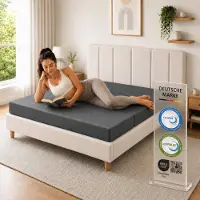 Arensberger Luisa opvouwmatras 120x200 cm, in drieën opvouwbaar gastenmatras 15 cm, gel-traagschuim, opvouwbaar matras als vloermatras, slaapstoel en logeerbed, middengrijs, Oeko-Tex-gecertificeerd
