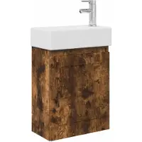 vidaXL Badkamermeubel met kraan Gerookt eiken 45,5 x 22,5 x 84 cm