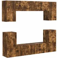 vidaXL Tv-meubelset 5 st Rook Eiken Bewerkt hout