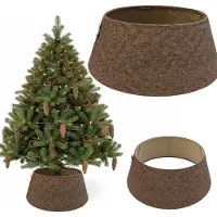 Coil kerstboomhoes, kerstboomrok, kerstboomafdekking, kerstboomstandaard, materiaal: stof/karton, diameter: 68 cm, ovaal, bruin