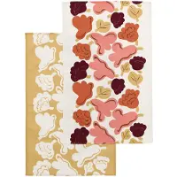 Marimekko Kukasta Kukkaan keukendoek Off white-roze-terracotta-oker, 2-pack