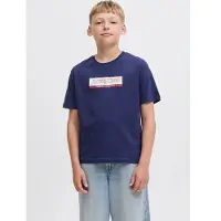 Jack & Jones JUNIOR T-shirt blauw Jongens Katoen Ronde hals Logo - maat 164