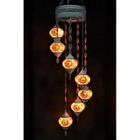 Halay Hanglamp multicolour wit zilver glas mozaïek Oosterse lamp kroonluchter Crèmewit 7 bollen