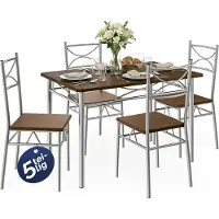 Casaria Eettafelset Paul 5-delig Eikenhout Donker