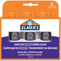 ELMER'S -lijmstiften met verdwijnende paarse lijm | Droogt kleurloos op | Geweldig voor knutselen en op school | Uitwasbaar en kindvriendelijk | 6 g | 3 stuks