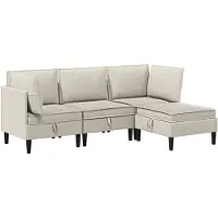 vidaXL Woonkamer Meubelset 4 st Havermout Stof