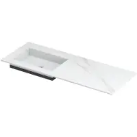 Ink Post Wastafel Keramische Slab Envelop Bak Links Zonder Kraangat - 1200x450x10 mm - Calacatta Mat