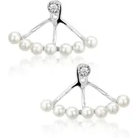 Montebello Oorbellen Reitzia - 925 Zilver Gerhodineerd - Boog - Parels