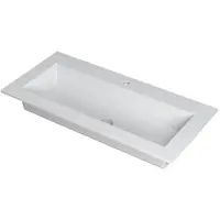 Ink Kraft Wastafel Enkele Bak 1 Kraangat - 1000x450x10 mm - Mat Wit