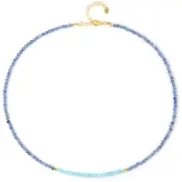 Cavill - Halsketting 925 Sterling Zilver met 37,35 ct Nepal Kyaniet & Hemelsblauwe Topaas - Gouden Hematiet Accenten - Verstelbaar Dames Sieraad