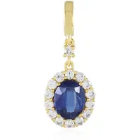 Cavill - Zilveren hanger met 2,674 ct Nepal Kyaniet - 925 sterling zilver geel verguld - 15 Cambodjaanse zirkonen 1,429 ct - Ovaal slijpsel edelsteen