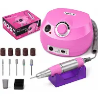 Nince Nagelfrees - Elektrische Nagelvijl voor Hand & Voet - 35.000 RPM - Inclusief Voetpedaal & Opzetstukken - Roze