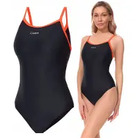 Zagano - Badpak dames - Sneldrogende - Sport zwempak - Strandpak damen - Maat 44 - zwart / oranje