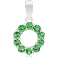Cavill - Zilveren Hanger - Gerhodineerd 925 Sterling Zilver - AAA Keniaanse Tsavoriet 0,68 ct - Ronde Groene Edelsteen - Elegant Bloemmotief Sieraad