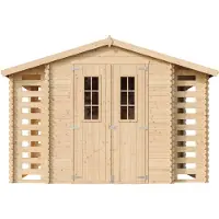 Timbela M391C+M391G - Houten tuinhuis-brandhoutschuurtje - 5,47 m² - 206x328xH224 cm - met vloer